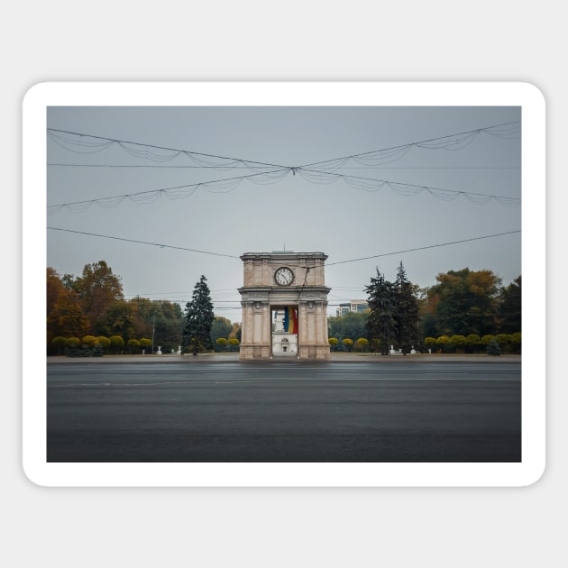 Triumphal Arch in Chisinau Sticker by psychoshadow